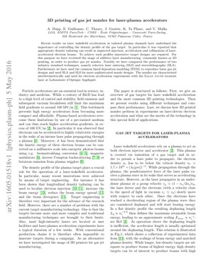 PDF Document Cover - 3D Printing of Gas Jet Nozzles for Laser-Plasma Accelerators: A Comparative Study and Performance Analysis