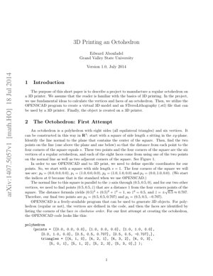 PDF Document Cover - 3D Printing a Regular Octahedron: A Mathematical and Technical Guide