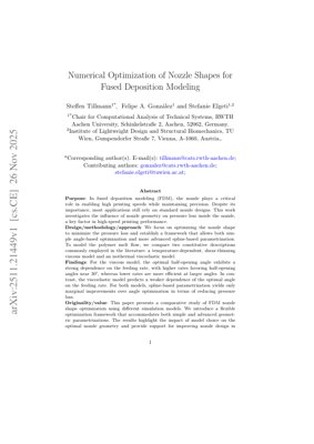 PDF Document Cover - Numerical Optimization of Nozzle Shapes for Fused Deposition Modeling