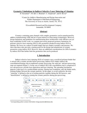 PDF Document Cover - Geometry Limitations in Indirect Selective Laser Sintering of Alumina